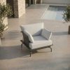 ICM Gartenlounge Monaco Outdoor-Sessel aus weißem Aluminium mit anthrazitfarbenen Polstern auf moderner Terrasse im zeitgemäßen Outdoor-Wohnbereich