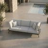 ICM 3-Sitzer Outdoorsofa „Monaco Serie“ in Anthrazit mit Aluminiumrahmen und hohen Armlehnen, komfortable Gartenlounge für entspanntes Lümmeln auf Terrasse oder Balkon