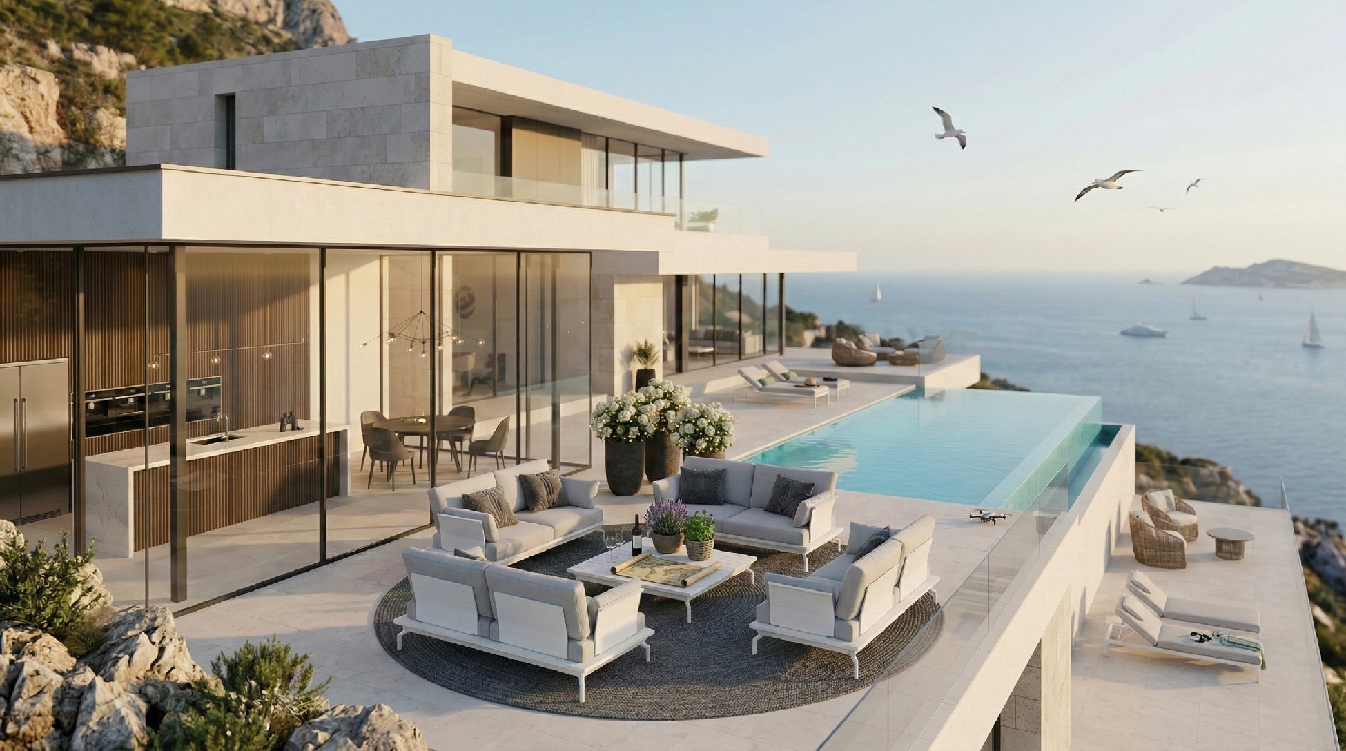 Exklusives Outdoor-Living an der Klippe: Wo modernstes Design und grenzenlose Weite verschmelzen