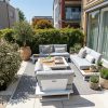 Gartenlounge Cannes in Weiß mit Teak – hochwertiges modulares Outdoor‑Lounge‑Set für moderne Terrassen
