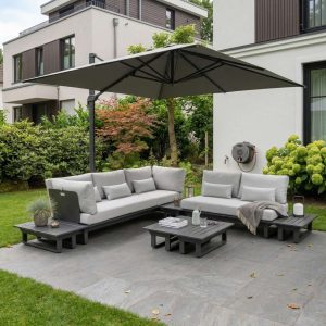 Individuelle Aluminium Modul‑Lounge in Anthrazit – flexible Outdoor Kombination