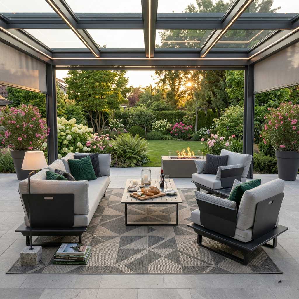 Exklusive Gartenlounge Monaco in Anthrazit – elegantes Outdoor‑Lounge‑Set mit 3‑Sitzer und zwei Sesseln, wetterfest und ideal für hochwertige Terrassen