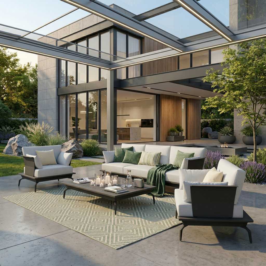 Elegante Gartenlounge Monaco in Anthrazit – exklusives Outdoor‑Lounge‑Set mit 3‑Sitzer und Sesseln, für Terrasse und Garten geeignet