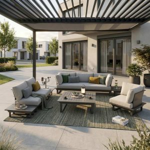 Exklusive Gartenlounge St. Tropez in Anthrazit aus Aluminium – großzügiges modulares 6‑Sitzer Outdoor Lounge Set für hochwertige Terrassen