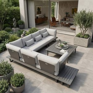 Modulares Outdoor Lounge Set St. Tropez in Anthrazit – Aluminium 6‑Sitzer für hochwertige Terrassen