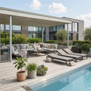 Modulare Aluminium Gartenlounge St. Tropez in Anthrazit – elegantes 6‑Sitzer Outdoor Lounge Set