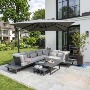 Modulares Aluminium Lounge Set St. Tropez in Anthrazit – elegantes 6‑Sitzer Outdoor Set für moderne Terrassen