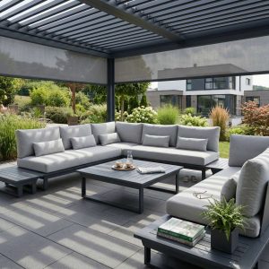 Gartenlounge St. Tropez in Anthrazit – hochwertiges modulares 6‑Sitzer Aluminium Set für stilvolle Außenbereiche