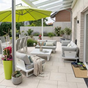 Exklusive Gartenlounge St. Tropez in Weiß – modulares 6‑Sitzer Aluminium Outdoor Set