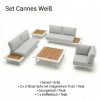 Lieferumfang Cannes Weiß Teak | Modulares Outdoor-Lounge-System Lieferumfang Gartenlounge Cannes Weiß: 2-Sitzer, Eckelement und Teak-Loungetische aus Aluminium