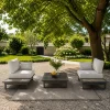 Premium Outdoor Lounge Sessel Modul in Anthrazit für Terrasse und Garten – ICM Gartenlounge anthrazit outdoor lounge sessel modul mit integriertem tisch und polster unter baum im garten