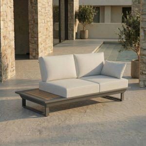 2 sitzer loungemodul anthrazit outdoor mit integriertem tisch teak aluminium premium gartenlounge