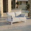 2 sitzer lounge sofa weiß outdoor mit polstern aluminiumgestell terrasse garten premium