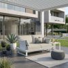 2 sitzer sofa weiß outdoor mit polstern aluminiumgestell moderne terrasse haus premium