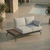 icm gartenlounge zweisitzer lounge sofa anthrazit modular mit integriertem tisch teak keramik aluminium