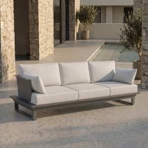 3 sitzer outdoor sofa anthrazit mit polstern aluminiumgestell premium gartenlounge terrasse modern