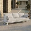 3 Sitzer Sofa Weiß für stilvolle Gartenlounge und Outdoor Terrasse 3 sitzer outdoor sofa weiß mit polstern aluminiumgestell premium gartenmöbel terrasse lounge modern