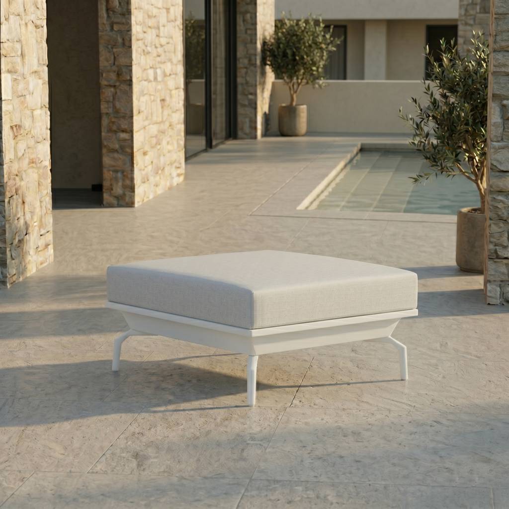 Outdoor Hocker Weiß modular aluminiumgestell vielseitig nutzbar als sitz oder beistellhocker