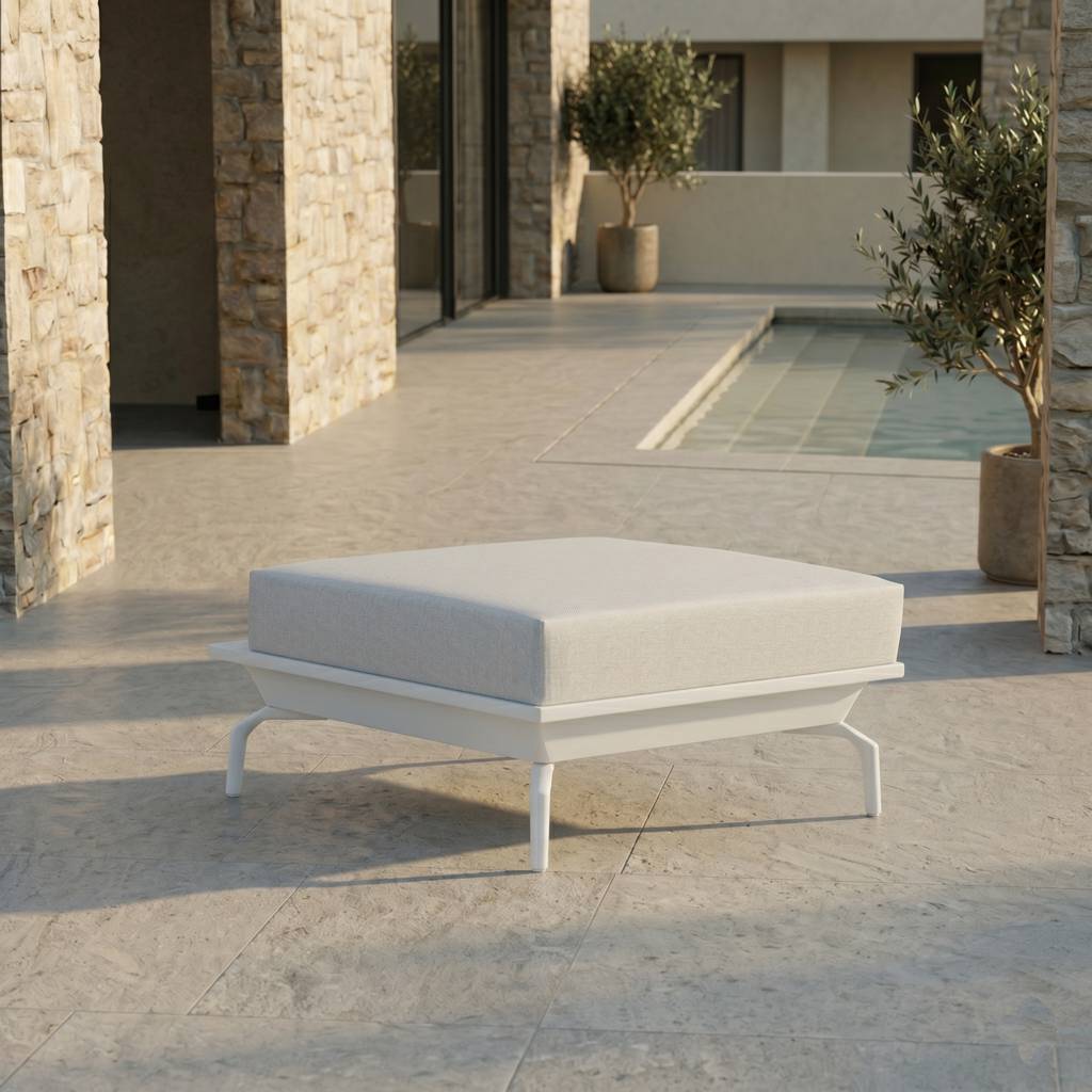 icm gartenlounge hocker weiss modular aluminiumgestell zum anstellen oder erweitern einer lounge