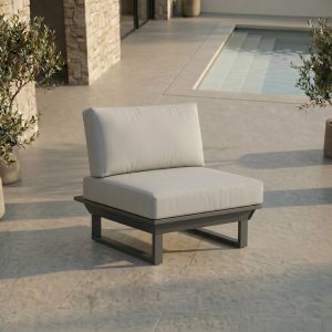 anthrazit outdoor loungechair mit polster und aluminiumgestell für terrasse und garten