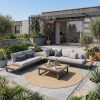 Anthrazitfarbenes Aluminium-Lounge-Set Cannes mit Teakholz-Elementen auf moderner Terrasse